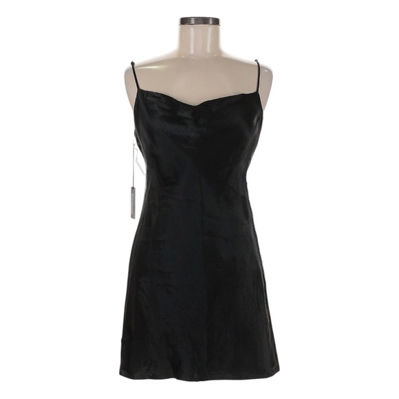 Babaton Model Dress Black M NWT Slip Satin Look Mini Aritzia SP23 Style 100384 - Picture 1 of 10